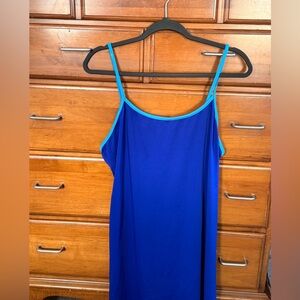 Blue Slip Dress with Turquoise Trim